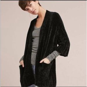 Anthropologie MOTH Black Chenille Cardigan